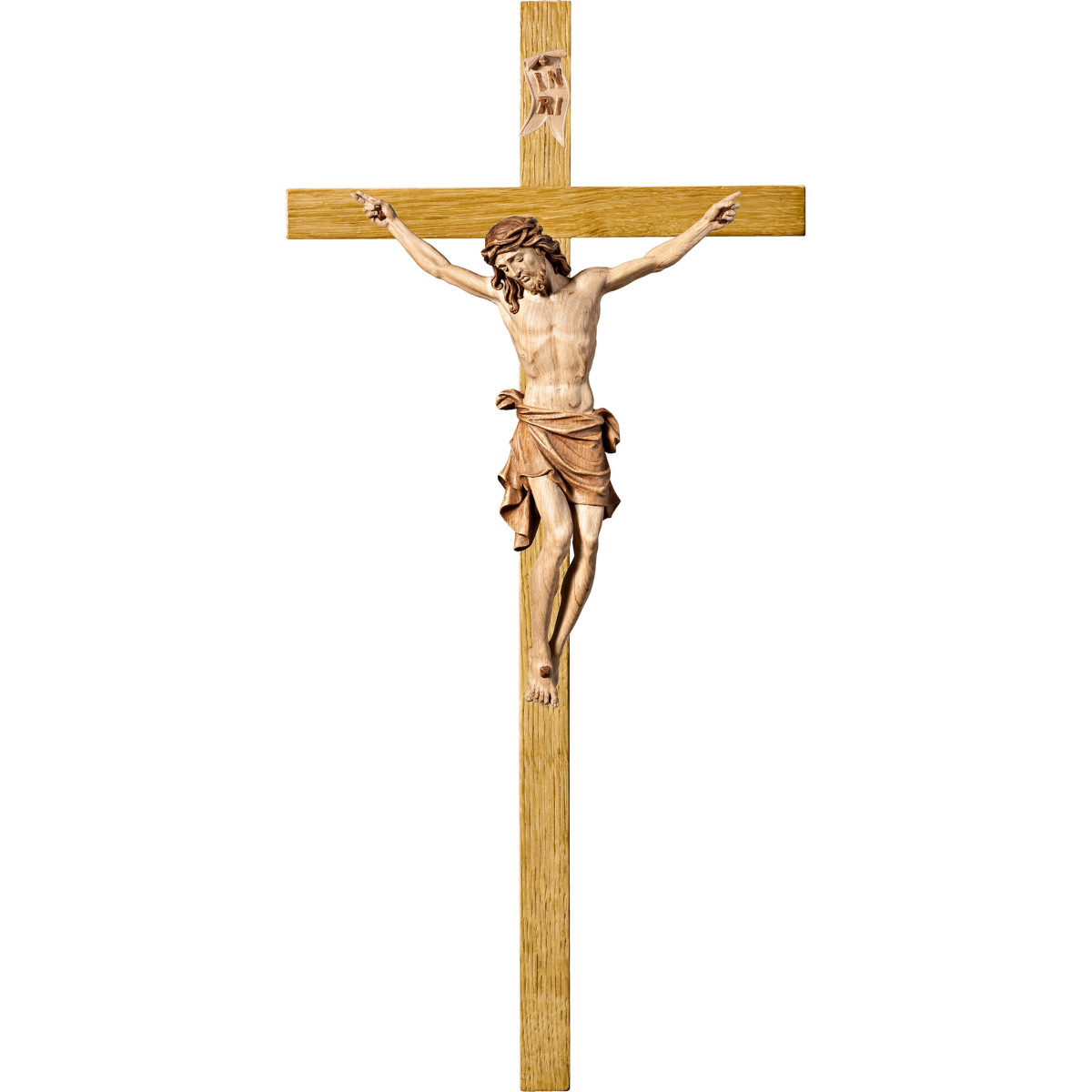 Cristo Pisa en cruz de roble